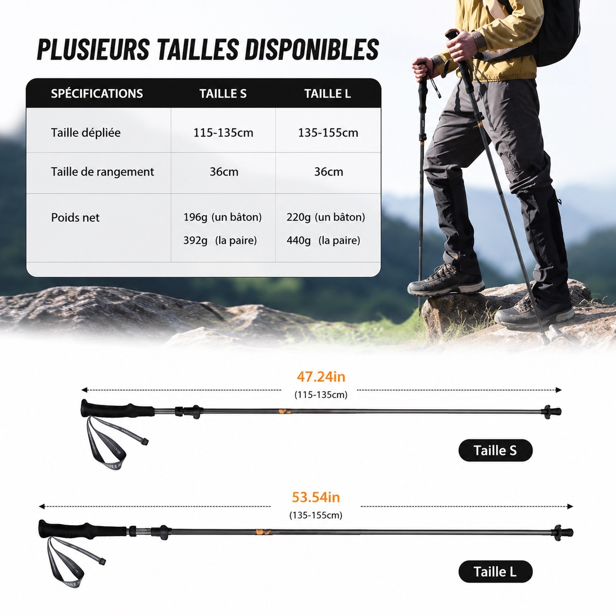 TRACE Traverse Lite — Bâtons de randonnée pliables